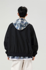 可二开假两件格子拼接大码M-5XL夹克100%聚酯纤维JK78094P75控118，男装夹克，星座227-7
