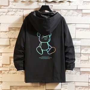 JK41139-P85 加棉款-P115  纯棉连帽夹克男士大码工装夹克男 砖墙图片