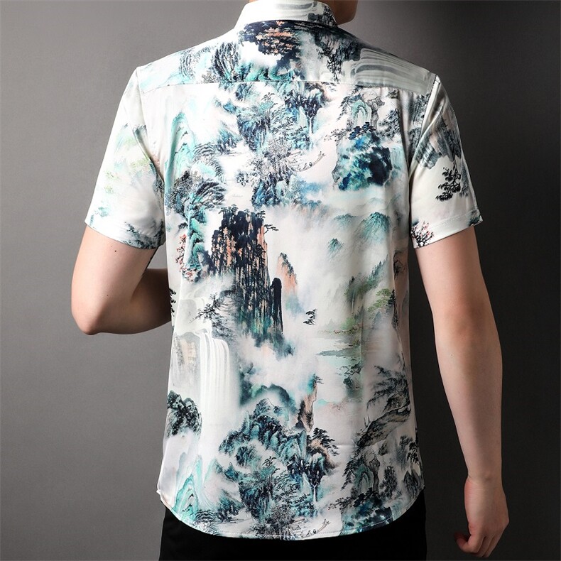 夏季中青年男士新款衬衫商务休闲时尚冰丝衬衫ZL81167-P85,男装衬衫,星座1105-3