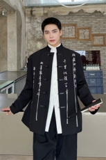 新中式原创书法刺绣立领痞帅中山装小众设计感夹克西装外套男，男装夹克，星座1009（原B233）