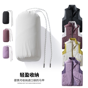 轻薄款马甲绵羊毛填充撞色山系男女同款保暖上衣图片