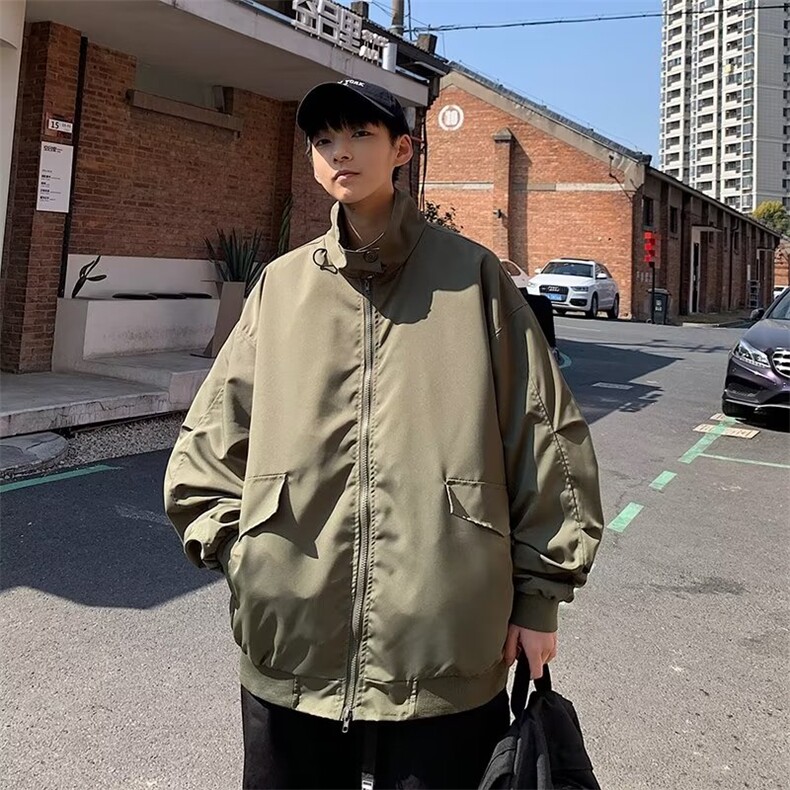 潮牌复古拼接翻领夹克男ins春秋棒球服宽松情侣bf百搭J633-P58,男装夹克,星座1109-3
