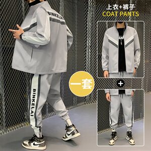 2021春秋季新款男士休闲运动套装立领两件套青少年外套D01图片