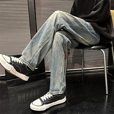 秋季新款美式复古休闲直筒裤宽松牛仔裤男3701P58，男装牛仔裤，星座902A