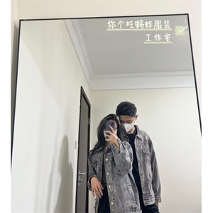 美式水洗做旧牛仔夹克ins潮牌复古设计感小情侣外套W017-P55网图图片