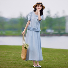 现货2026年夏季休闲风修身剪裁宽松型女通用型两件套轻薄透气，女装套装/套裙，靓衣阁