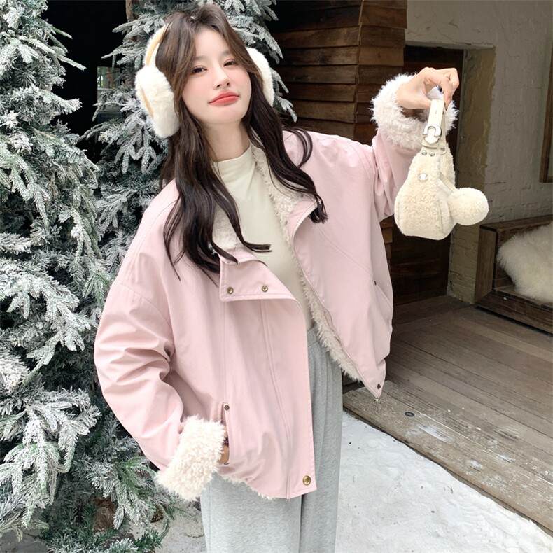 现货立领羊羔毛外套2C117-1811P175K268,女装棉衣/棉服,2C117