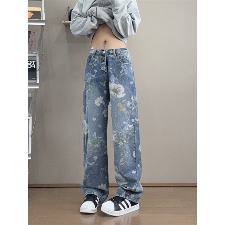 B221美式ins高街小众印花宽松直筒牛仔裤LK25430-特P50控88,男装牛仔裤,电商B221