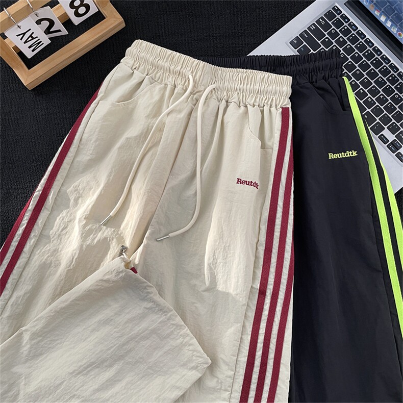 高品质秋款男款工装裤大口袋三条杠条纹抽绳阔腿长裤h49P48,男装工装外套,星座1013-1