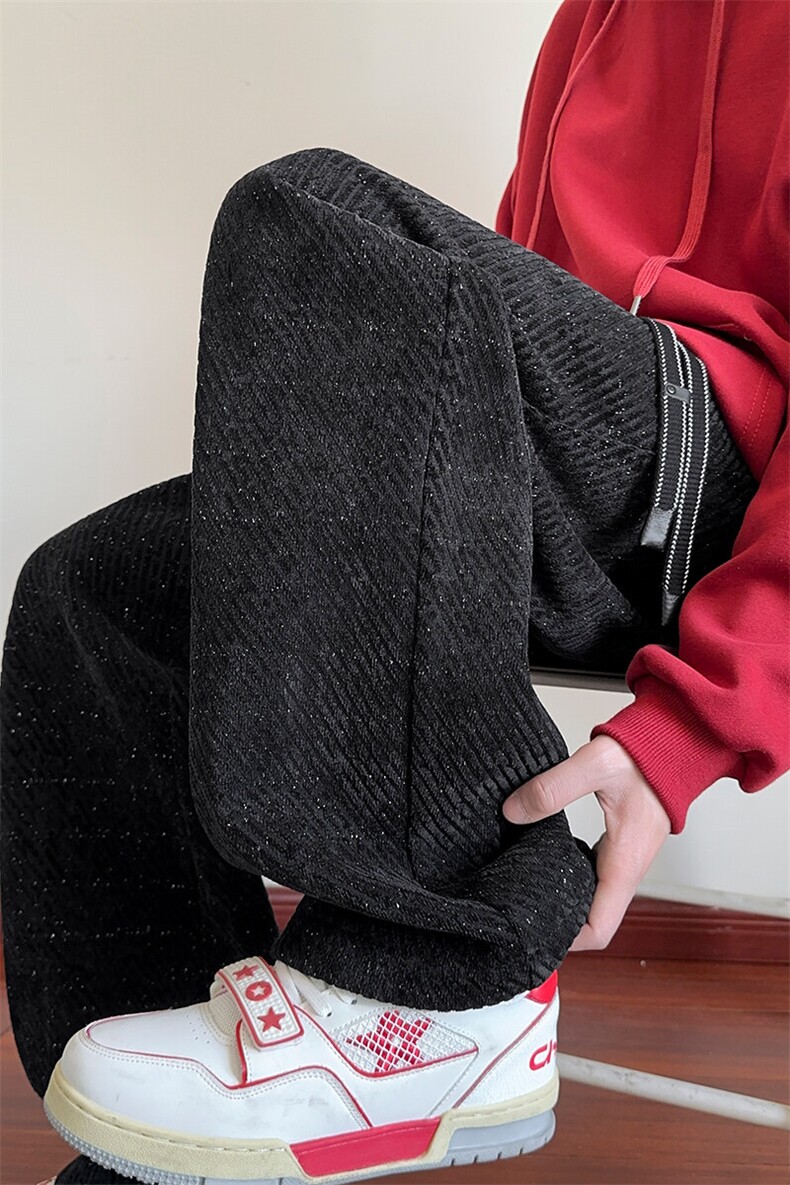 特批P35秋无差价雪尼尔小香风粗花卫裤毛呢男女大码阔腿裤K5691,男装休闲裤,电商A001