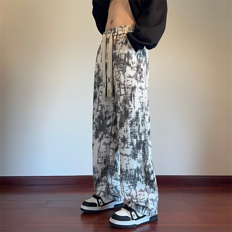 扎染垂感裤子男秋季美式vibe高级感卫裤高街痞帅运动裤RK533-p53,男装休闲裤,星座1008