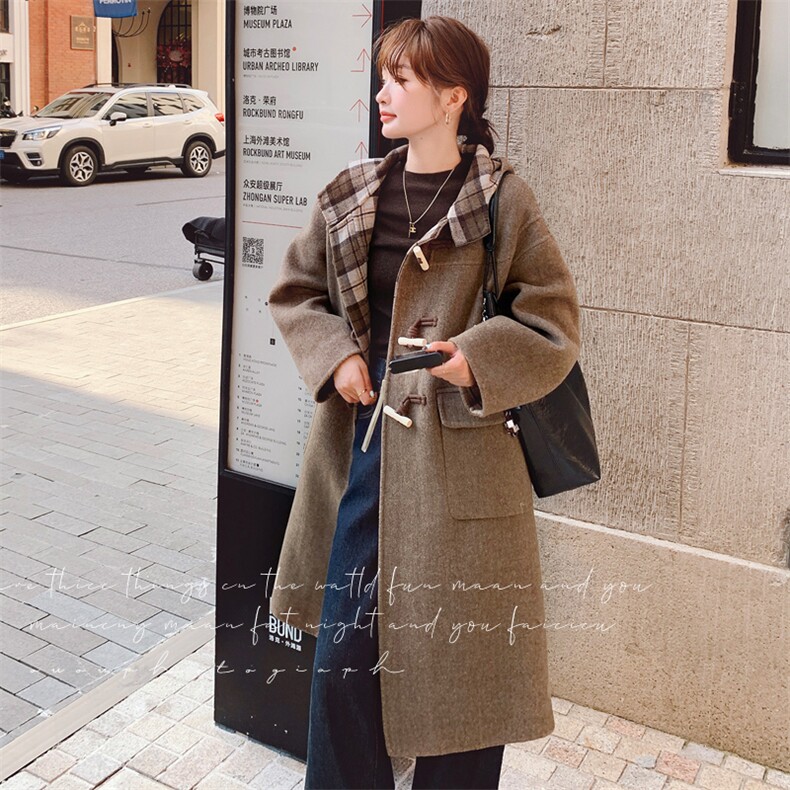 档口现货双面羊毛连帽大衣2C219A-2638-P295K388,女装毛呢外套,2B237