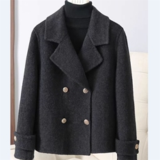 双面呢羊毛外套冬季新款时尚百搭羊绒，女装双面呢大衣，美吧服饰
