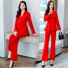 2024春季时尚百搭新款两件套通勤气质干练V领纯色简约大气女，女装套装/套裙，妙形