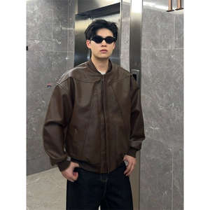 网图现货 1W件 美式潮流复古皮夹克外套男短款机车皮衣 特P59图片