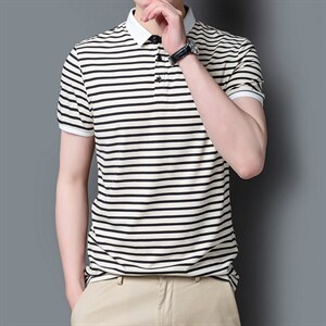时尚短袖T恤男条纹翻领上衣夏季新款青年男士休闲百搭潮流体恤衫,男装T恤,电商B212（原钱塘6029）