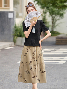 半身裙套装女夏2025新款高级感时尚洋气减龄显瘦遮肉小个子两件套图片