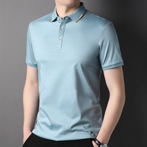 轻奢夏季男士短袖T恤时尚潮流圆领半袖商务纯色上衣服体恤男装图片