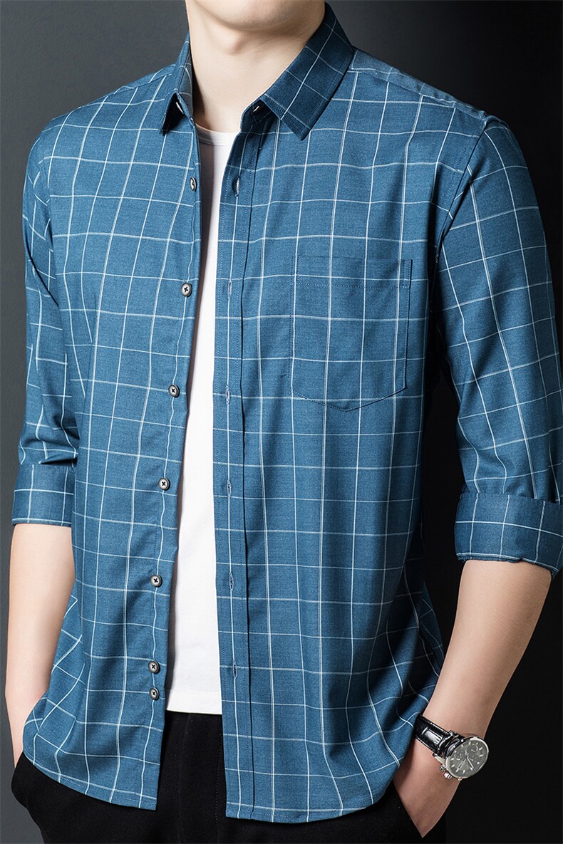 FC-PC2162男式服装秋季新款衬衫男长袖翻领休闲四季可穿衬衣P63,男装衬衫,电商B360