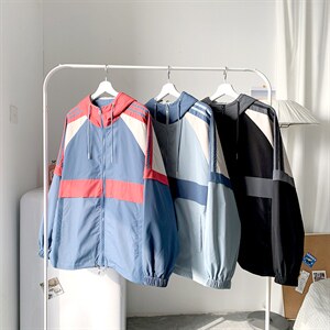 春季新款潮牌连帽潮牌条纹拼色夹克外套CYJK2121-P75图片