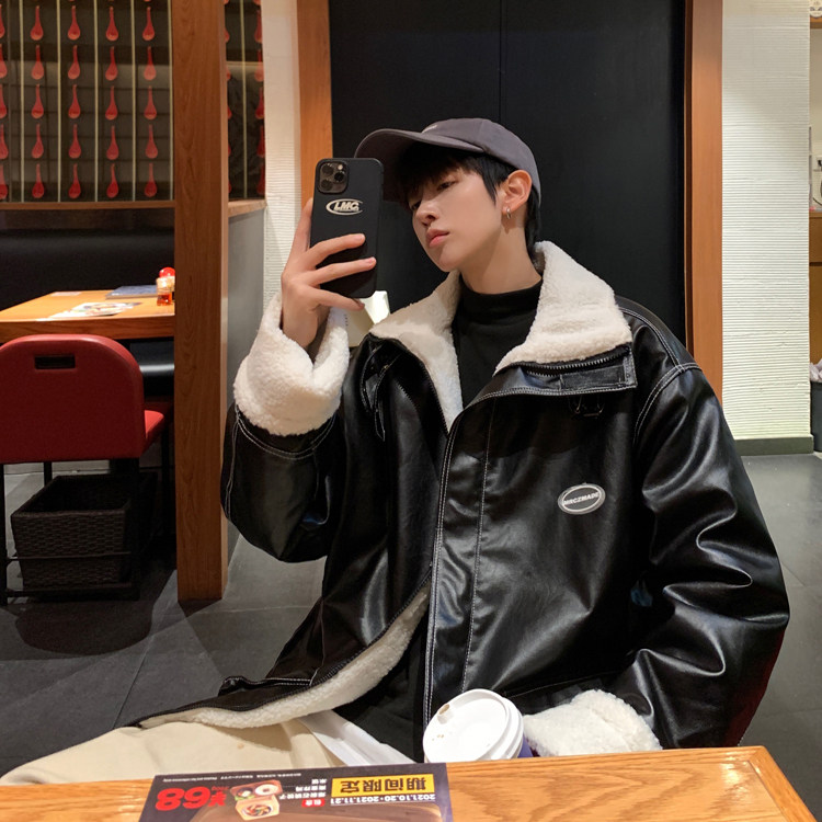 MY207-P138皮衣羊羔毛加厚棉衣男控158，男装皮衣，星座1408-1