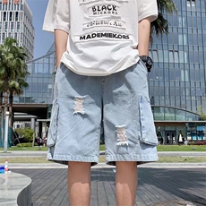 新款短裤男夏潮流破洞宽松百搭学生潮牌休闲牛仔五分裤DK153-p40，男装牛仔裤，星座1008-2