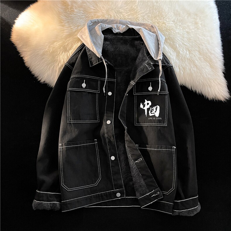 JK3008J-P95-限价138M-5XL现货羊羔绒加绒牛仔夹克外套棉服大码，男装工装外套，星座116