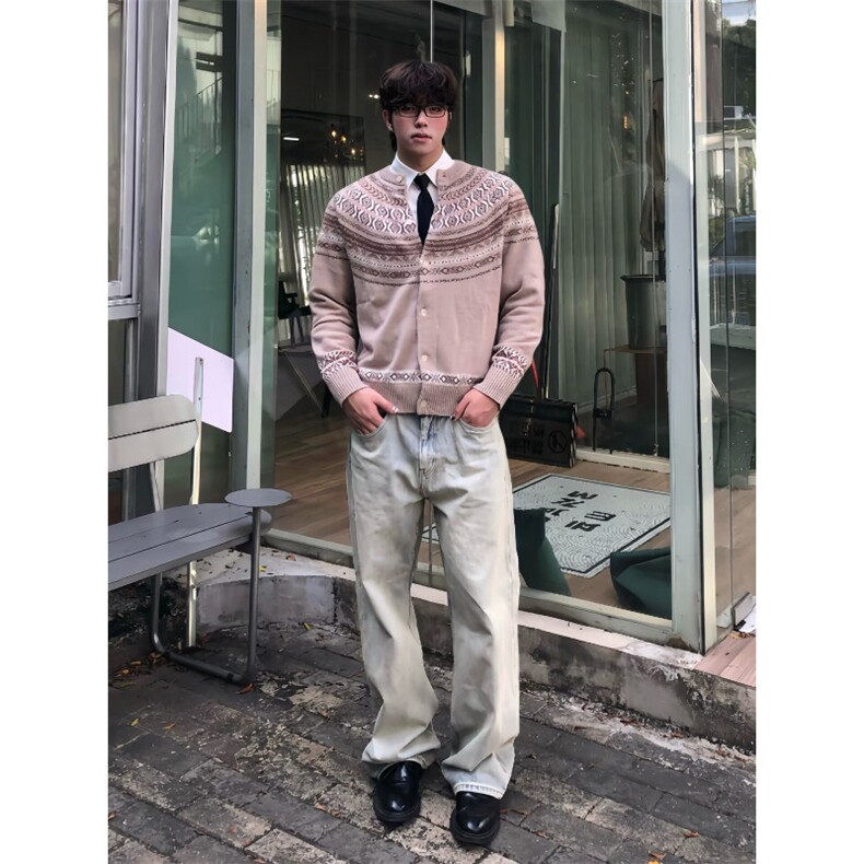 【现货】DMY39-批65美式潮牌开衫毛衣Cleanfit慵懒风软糯针织衫,男装针织衫/毛衣,星座603-2