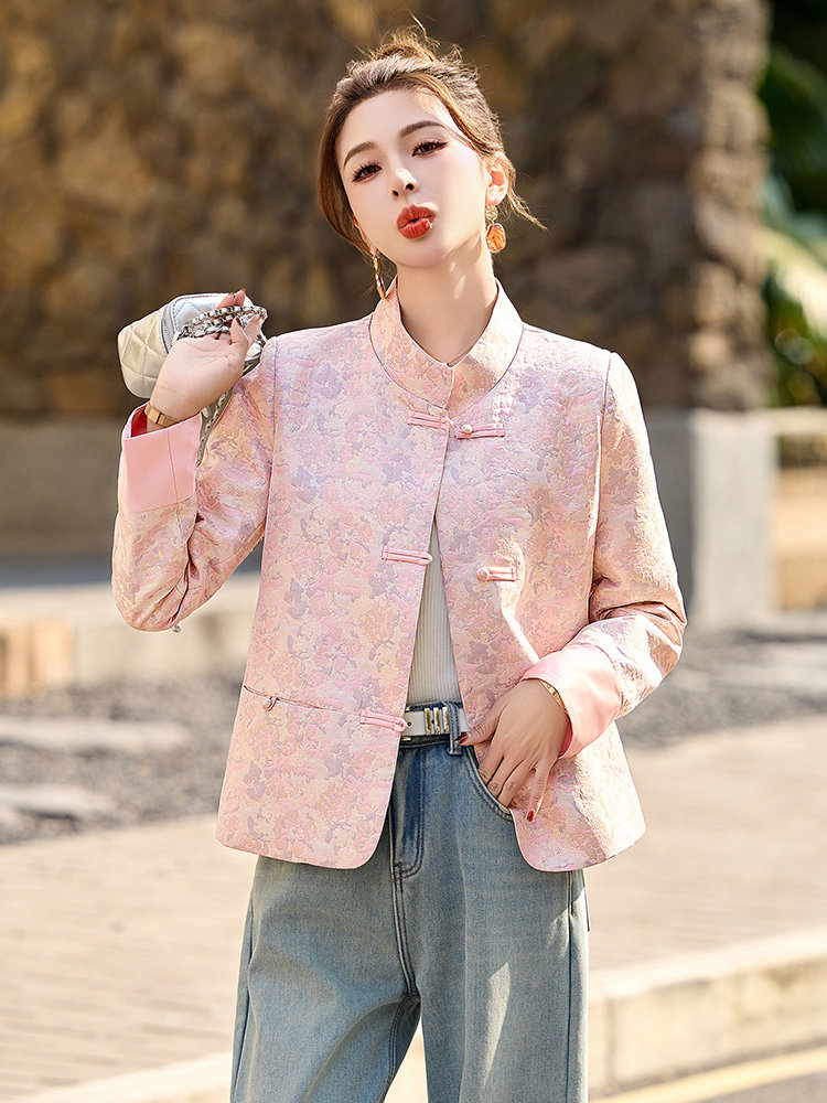 新中式提花刺绣短外套女2025春装新款今年爆款流行超火小香风上衣,女装短外套,姿衣坊