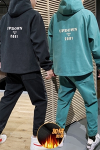 2021秋冬男士加绒套装运动服时尚休闲两件套DS596T图片