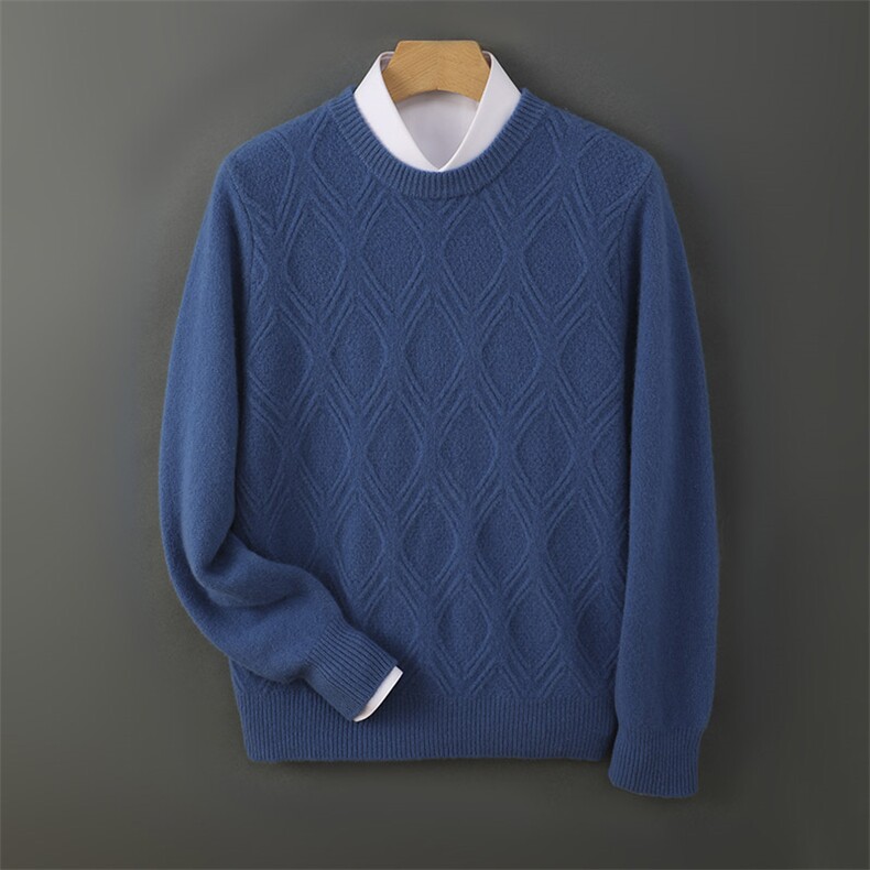 秋冬季羊毛简约款商务休闲菱形纹羊毛衫男装，男装羊毛衫，德晨羊绒