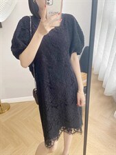 夏季新款别致设计感法式泡泡袖连衣裙，女装连衣裙，L·H·X