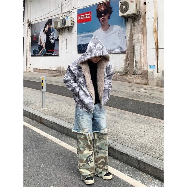 W9461-P78网图现货新款高街美式cleanfit迷彩拼接牛仔裤,男装牛仔裤,星座1608-2