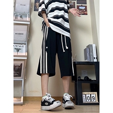 2025夏季新款泡泡斜针织蕾丝花边宽松休闲七分裤男2555特批41控78，男装牛仔裤，电商C305A