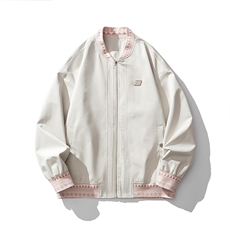 定制螺纹字母刺绣设计白底夹克男:聚酯纤维JK77944P85控138，男装夹克，星座226-1