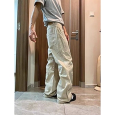 Q63/P57网图慎用水洗棉复古工装裤多口袋男女微喇直筒高街长裤子，男装牛仔裤，星座1506