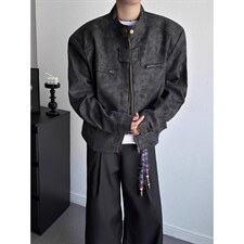 1506/Q25830/P65灰色皮衣外套男春秋美式复古机车骑行服飞行外套，男装皮衣，星座1506