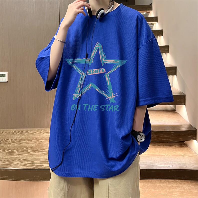 华夫格t恤男短袖男大码五分袖酒店风HT73340-P22,男装T恤,电商A040