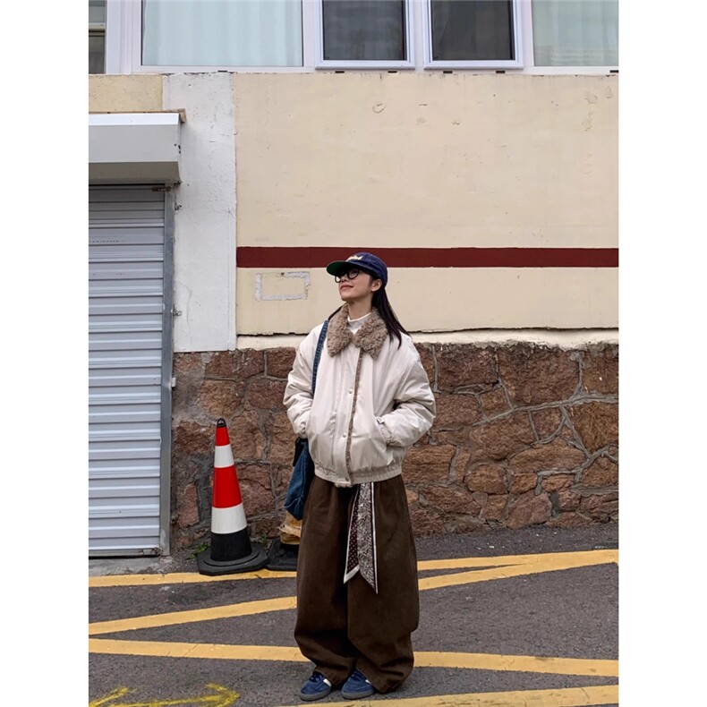 网图现货美式复古刷花毛领加厚棉服男女5047特P90,男装棉衣,星座205-3