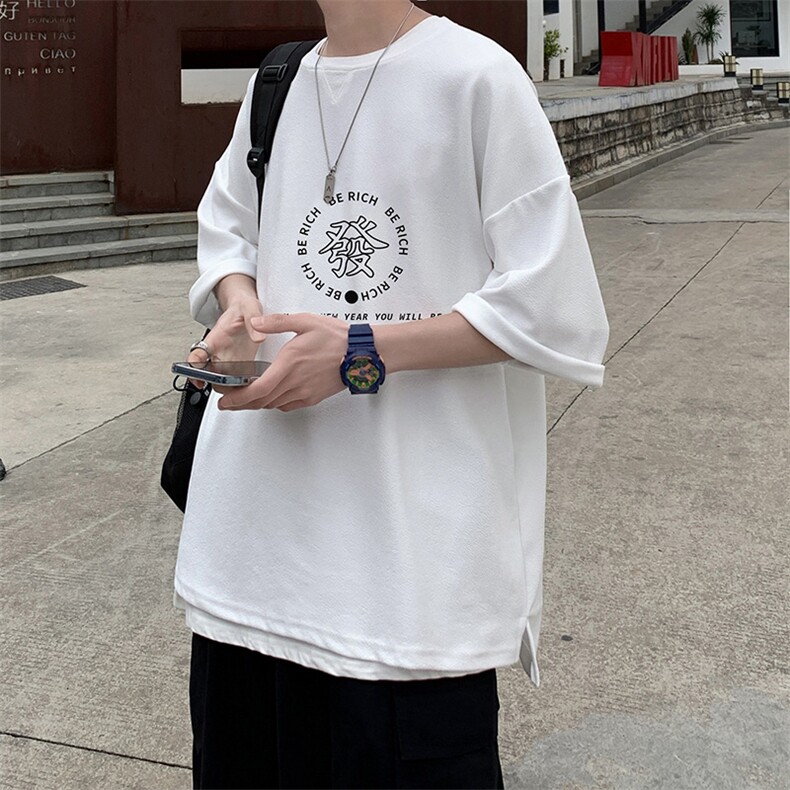 Q11163-P30春夏季七分袖t恤男大码五分袖男短袖中袖,男装T恤,电商A040