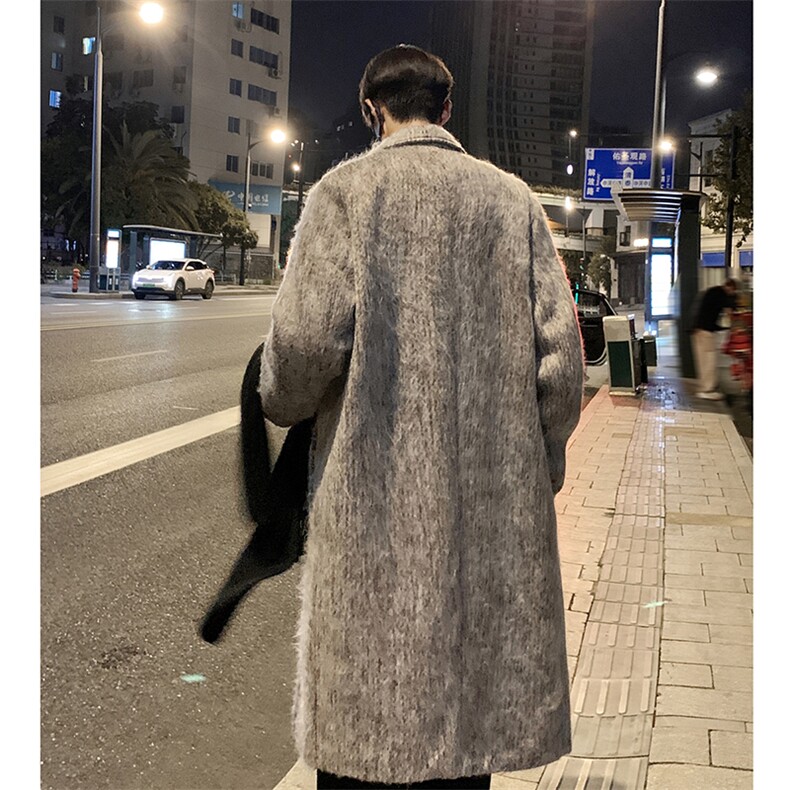 517A-8-Y72-P145现货高品质韩系长毛中长款毛呢大衣风衣外套,男装风衣,星座517A-8（原B282）