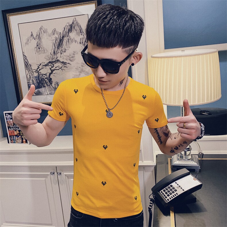 312A-T19-P35新款社会小伙短袖T恤修身潮流男士半袖体恤B，男装T恤，星座312A-5