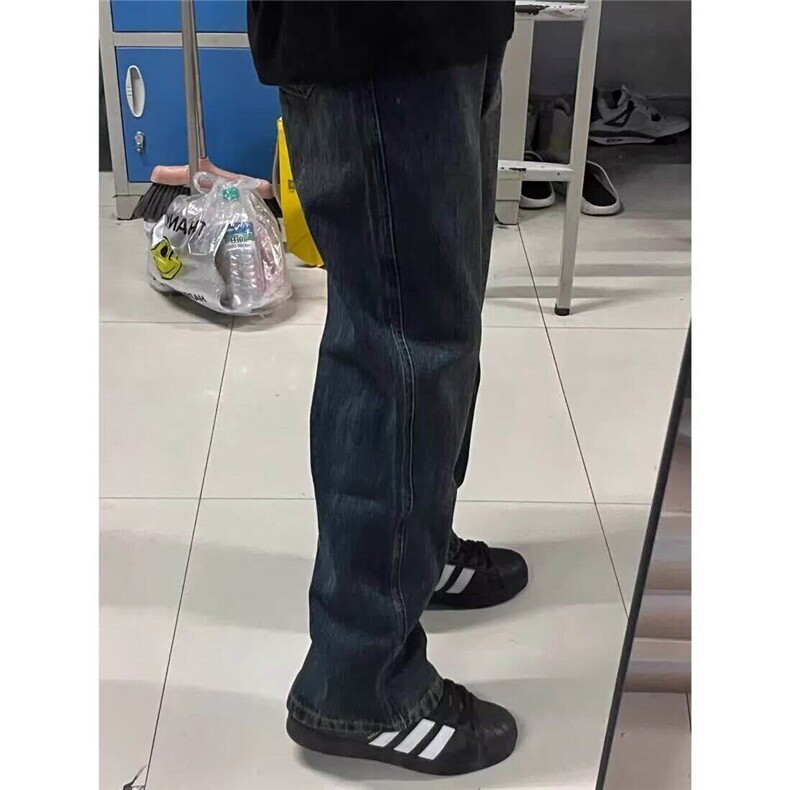 深蓝色cleanfit直筒牛仔裤男夏季美式复古微喇新款裤子L7411-p48,男装牛仔裤,星座1008