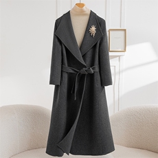 2025年秋季常规长袖中长款时尚百搭通勤大衣，女装毛呢外套，怡欣双面呢工厂店