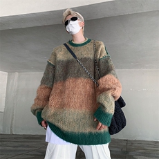 慵懒风撞色毛衣男美式复古休闲软糯针织衫小众百搭线衣MY0214-P50，男装针织衫/毛衣，星座308B-1