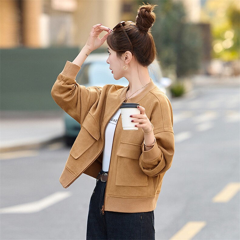 休闲气质小个子棒球服外套女2025春秋新款蝙蝠袖宽松短款夹克上衣,女装短外套,今喜