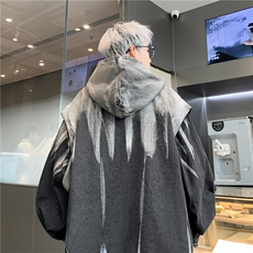 XZ809A/ZRNZ01/P115/控138美式牛仔水洗假俩件宽松休闲连帽上衣，男装夹克，星座809A(原222-1)