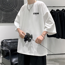 Q11248-P30春夏季七分袖t恤男大码五分袖男短袖中袖大皂风，男装T恤，电商A040