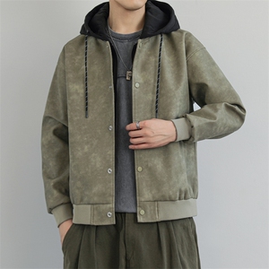 假两件机车服皮衣外套男高级感痞帅宽松休闲pu皮夹克JK0196-P93图片