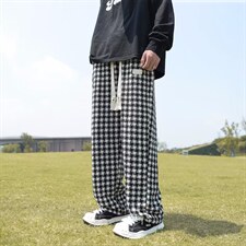 218-1-P40-D1868新款时尚休闲宽松格子直筒裤，男装休闲裤，四季星座218-1